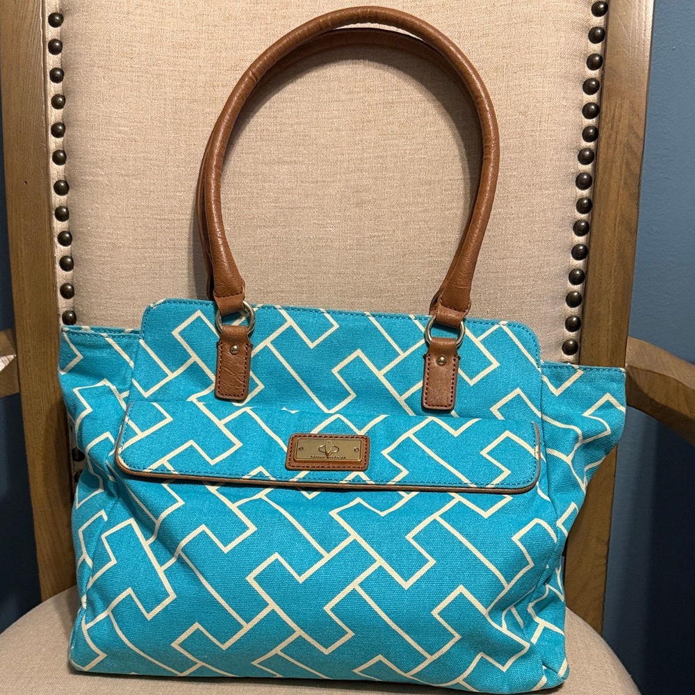 Tommy Hilfiger Blue and Brown Tote Bag
